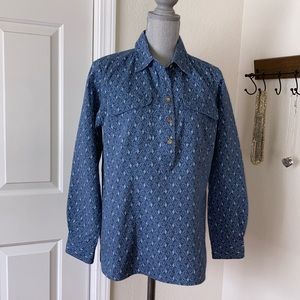 Duluth 1/2 button denim shirt, size M
